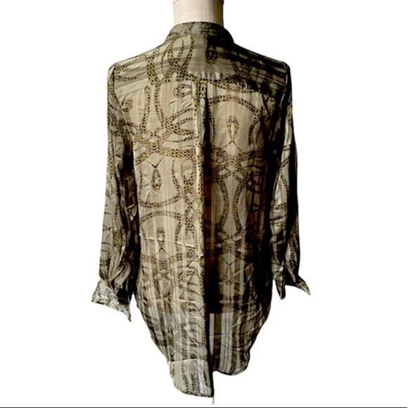 Richard Allen x H&M green button down blouse - Picture 3 of 7